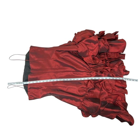 JS Collections Formal Ruffle Dress | 10 | Burgundy Taffeta | Holiday Party - Picture 12 of 13